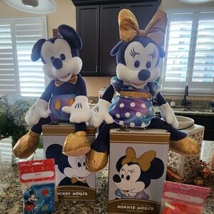 Disney Mickey and Minnie Mouse Plush Set - Blue and Gold